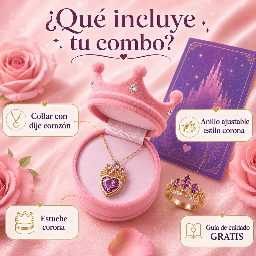 CrownLove™ – Combo Corona Encantada con Collar y Anillo