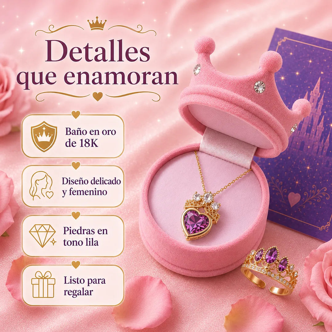 CrownLove™ – Combo Corona Encantada con Collar y Anillo