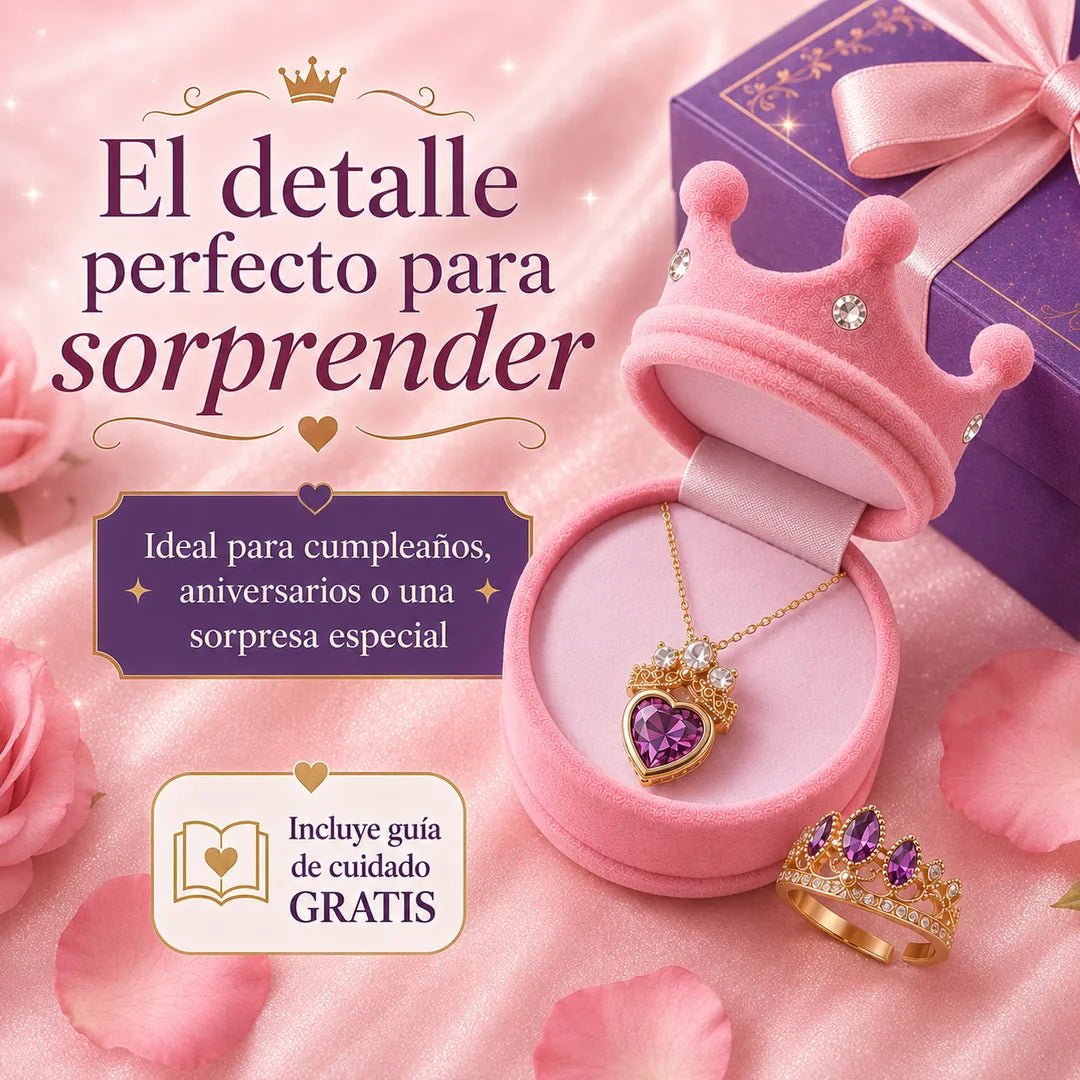 CrownLove™ – Combo Corona Encantada con Collar y Anillo