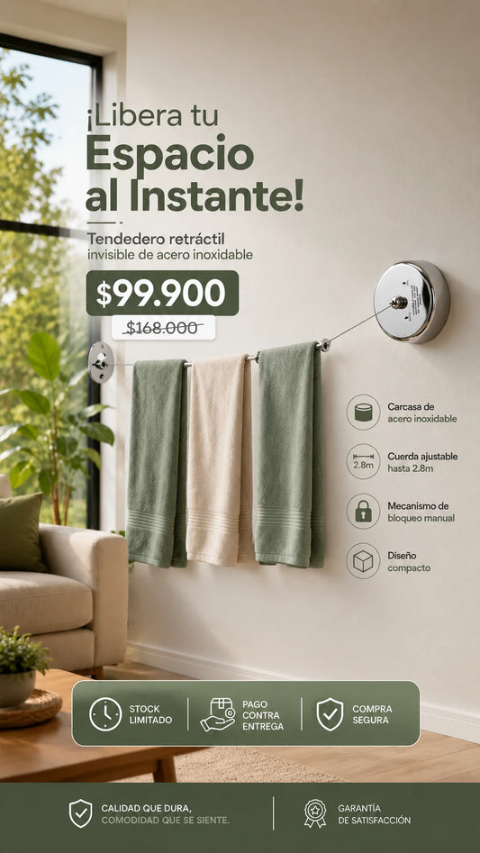 Tendedero Retráctil de Acero Inoxidable para Pared