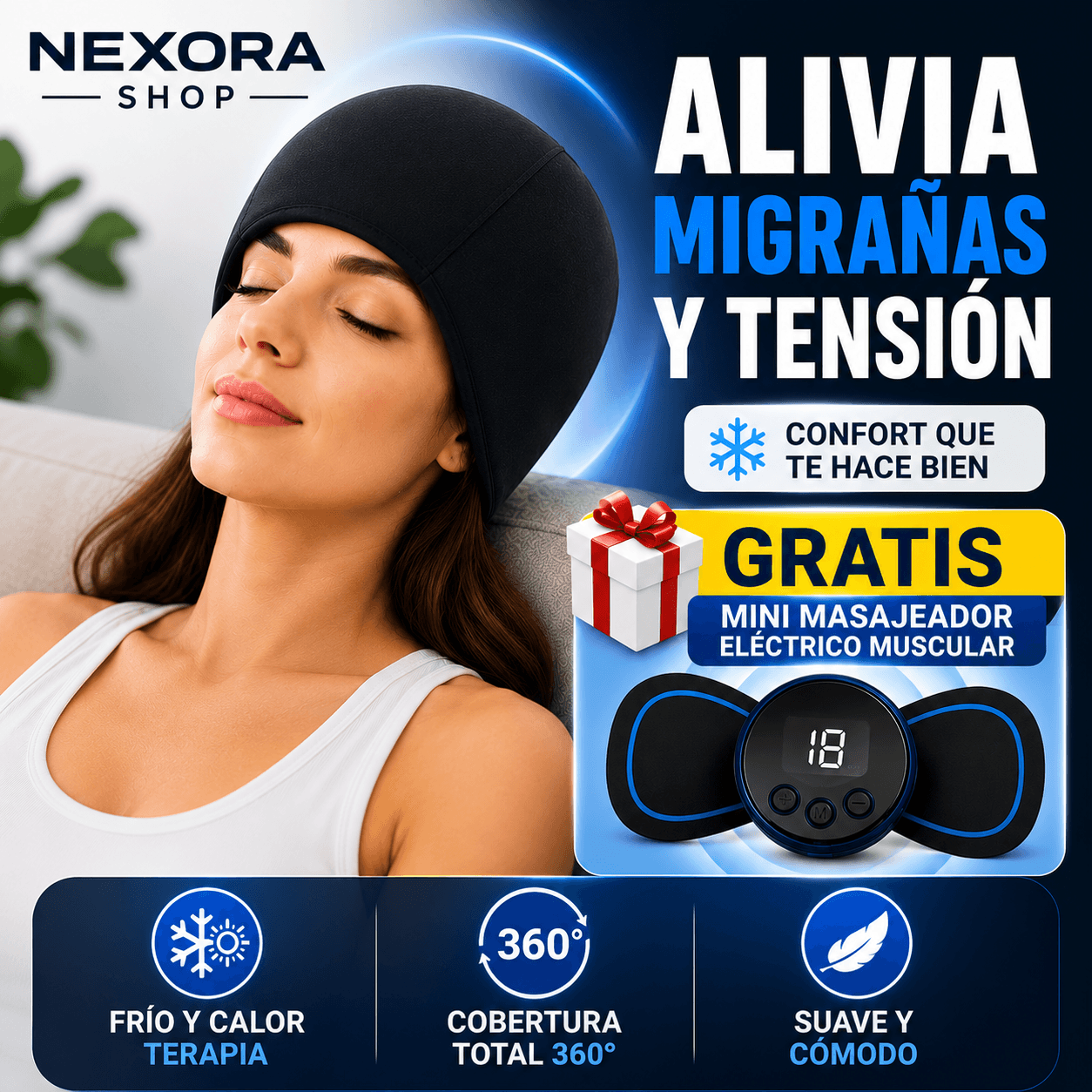 Nexora IceRelax y masajeador portátil gratis, Dile adios al Estrés y Dolores de cabeza