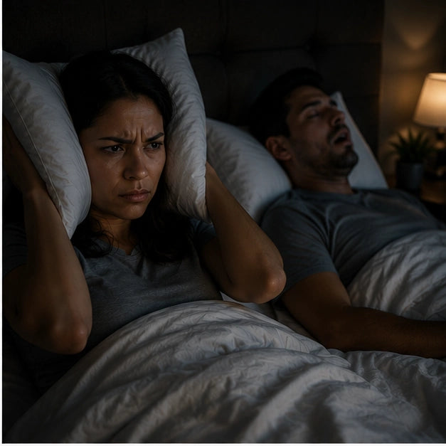 Pareja que no logra dormir por los ronquidos
