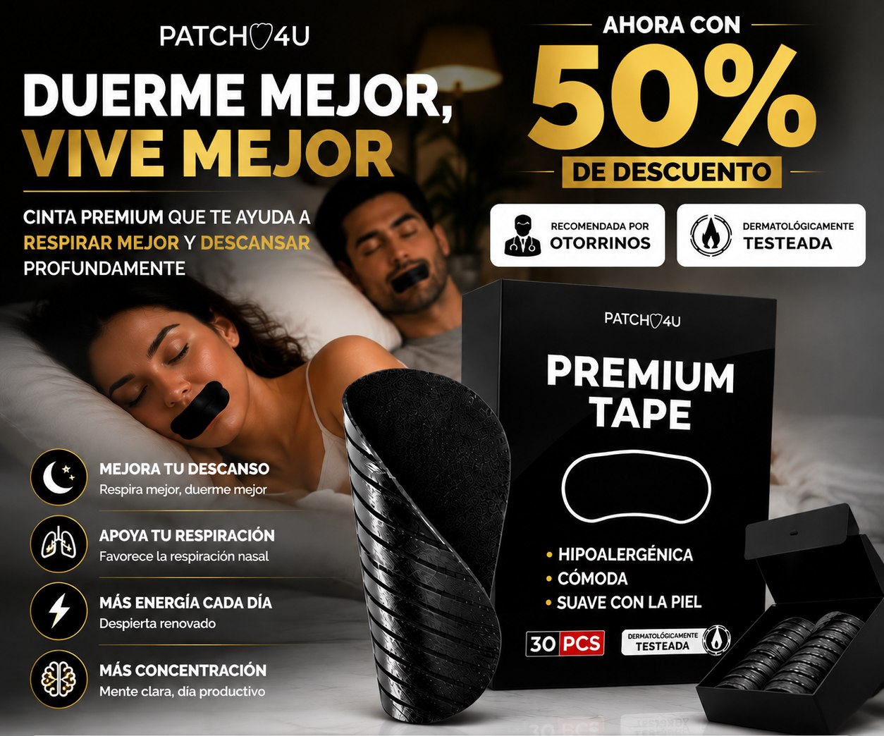 PATCH4U Premium Tape x30 - cinta antirronquidos