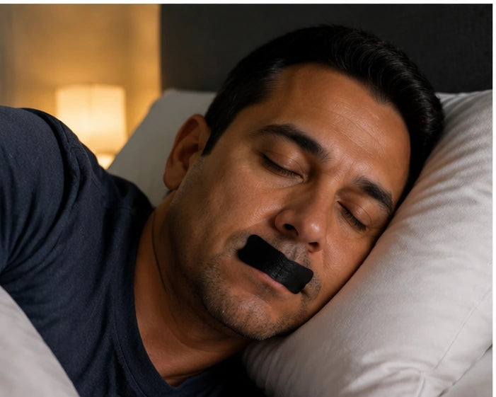 Hombre durmiendo con la cinta puesta